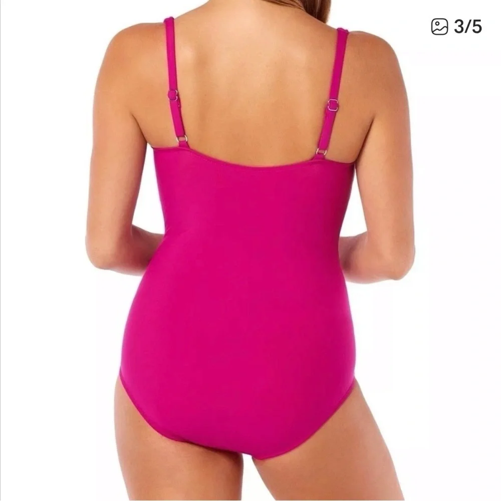 Swim Solutions Fuchsia One-Piece Swimsuit - Picture 2 of 4
